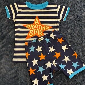 HATLEY Organic Cotton Pajama Set Shooting Star Navy Stripes Short Sleeves Boys 4